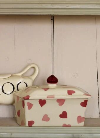 Seconds Pink Hearts Small Butter Dish